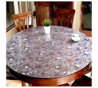 Générique Clear Table Protector PVC Tablecloth 1.5mm Round,Transparent Round Table Cover Protector,49cm Dining Desk Pads,Vinyl Circle Desk Top Protector for Dining Room Tables,Coffee Tables