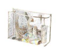 Générique Clear Tote Bag, Transparent PVC Carry Keister, Waterproof Clear Bag, Large Stadium Container with Long Shoulder Strap, Outdoor & Pool, Fabric Trimming, 18x14 inches, Set of 1