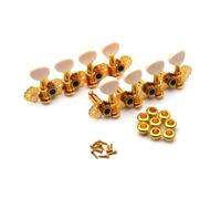 Générique Clés d’accord de mandoline, dorées ou nickelées, MU1880 | 4 gauche 4 droite, deux plaques de base, boutons en plastique, 10 vis, bagues à pression(Gold 1R1L)
