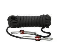 Générique Climbing Rope, Static Line, Mountaineering Grade Safety Cord with 2 Carabiner, Outdoor Escape Gear, Mountain Ropes for Adventure, Fire Rescue & Fall Protection Training, Color Black
