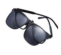 Générique Clip On Sunglasses - 14.2x5.4cm Polarized Flip-Up Sunglasses Over Prescription Glasses | Black Gray Transparent PC Metal Frame | Lightweight Outdoor Driving Eyewear