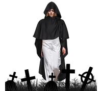 Générique Cloak with Hood Men, Vintage Hooded Cape, Costume Robe Accessory, Sturdy, Soft Flowing Fabric, Ideal for Renaissance, Halloween, Cosplay, Festival, Bonfire, Photo, Gothic Holiday