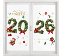 Générique Clolings De Fenêtre De Noël | 2026 Noël Décalcomanies Statiques pour La Porte en Verre | Décorations De Vacances Amovibles S'accroche Aux Décalcomanies pour La Salle d'hiver De Chambre