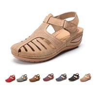 Générique Closed Toe Sandals for Women 2026 Comfortable Dressy Summer Platform Wedges Ankle Strap Orthopedic Wide Width Breathable Casual Walking Shoes (khaki,42)
