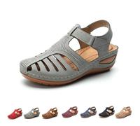 Générique Closed Toe Sandals for Women 2026 Comfortable Dressy Summer Platform Wedges Ankle Strap Orthopedic Wide Width Breathable Casual Walking Shoes (grey,42)