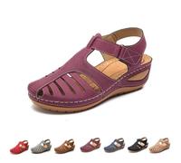 Générique Closed Toe Sandals for Women 2026 Comfortable Dressy Summer Platform Wedges Ankle Strap Orthopedic Wide Width Breathable Casual Walking Shoes (Burgundy,39)