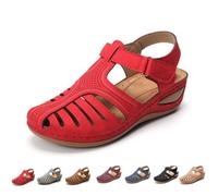 Générique Closed Toe Sandals for Women 2026 Comfortable Dressy Summer Platform Wedges Ankle Strap Orthopedic Wide Width Breathable Casual Walking Shoes (red,40)