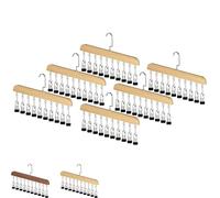 Générique Closet Organizer with 10 Clips, Space Saving Hanging Closet Organizer, Heavy-Duty Adjustable Clip, Hanger with Metal Clip for Jeans, Hats, Socks, Dorm & Wardrobe Storage (Log,6PCS)