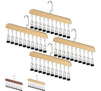 Générique Closet Organizer with 10 Clips, Space Saving Hanging Closet Organizer, Heavy-Duty Adjustable Clip, Hanger with Metal Clip for Jeans, Hats, Socks, Dorm & Wardrobe Storage (Log,4PCS)