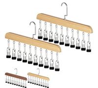 Générique Closet Organizer with 10 Clips, Space Saving Hanging Closet Organizer, Heavy-Duty Adjustable Clip, Hanger with Metal Clip for Jeans, Hats, Socks, Dorm & Wardrobe Storage (Log,2PCS)