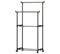 Générique Clothes Hanger Rack, Rolling Jacket Stand with Wheels, Multi-Level Garment Organizer for Bedroom or Closet, Portable Laundry Storage for Nursery Garage Bathroom or Commercial Use