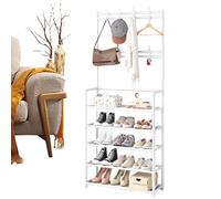 Générique Clothes Rack with Shoe Storage - Floor Standing Hanger, Household Cloth Organizer with Hooks | Multi Tier Clothing Rack with Shoe Shelf for Bedroom Dormitory Indoor Storage Stand for Home