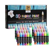 Générique Clothing Paint, 30ml Art Fabric Paint Set with 24 Waterproof Colors, Personalized Craft Tool for Adults and Kids, for Canvas Hat Wood Clothing Decoration Glass Textile Art Projects