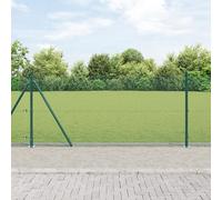 Générique Clôture en Fil soudé avec 13 poteaux flanchés Vert 0.8x25 m Acier,Panneaux de clôture,23.79KG-3352431