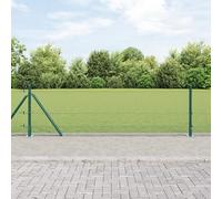 Générique Clôture en Fil soudé avec 7 poteaux flanchés Vert 0.6x10 m Acier,Panneaux de clôture,10.01KG-3352392