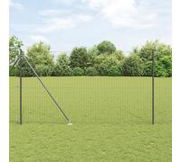 Générique Clôture Euro avec 7 pieux à Pointes 1,5x10 m Acier galvanisé Gris,Panneaux de clôture,26.24KG-3350648