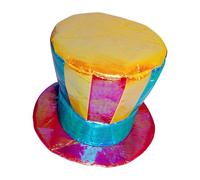 Générique Clown Crazy Hat - Halloween Rainbow Top Hat, Jester Carnival Circus Costume | Festive Gold Cloth Party Headwear 100 Gram Multi Color Size Fits Most Headgear For Fancy Dress Cosplay Recital