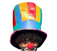 Générique Clown Hat - Gold Cloth 25cm | Rainbow Stripe Top Hat, Funny Carnival Costume Hats | Colorful Party Costume Accessory For Kids Adults Halloween Circus Festival Dress Up Events