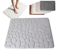 Générique Cobblestone Embossed Bathroom Bath Mat, Non-Slip Mat with Pebble Pattern, Memory Foam Absorbent Coral Fleece Bathroomrug, Soft Washable Bathroom Mats (Light Gray,S(15.7 * 23.6in))