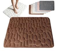 Générique Cobblestone Embossed Bathroom Bath Mat, Non-Slip Mat with Pebble Pattern, Memory Foam Absorbent Coral Fleece Bathroomrug, Soft Washable Bathroom Mats (Dark Brown,S(15.7 * 23.6in))