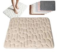 Générique Cobblestone Embossed Bathroom Bath Mat, Non-Slip Mat with Pebble Pattern, Memory Foam Absorbent Coral Fleece Bathroomrug, Soft Washable Bathroom Mats (Light Brown,S(15.7 * 23.6in))