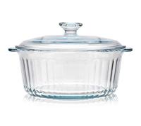 Générique Cocotte en Verre avec Couvercle Ronde 2.4l en Acier Haute Résistance, Usage Polyvalent et Répartition Uniforme Chaleur