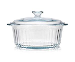 Générique Cocotte en Verre avec Couvercle Ronde 2.4l en Acier Haute Résistance, Usage Polyvalent et Répartition Uniforme Chaleur