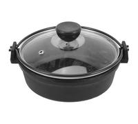 Générique Cocotte Sukiyaki en Fonte 18 CM avec Couvercle en Verre Marmite Japonaise Antiadhésive Épaisse Ustensile Cuisine Haute Température pour Fondue et Mijoté à Suspendre pour Usage