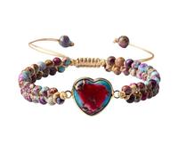 Générique Coeur Bohème Bracelet de Perles de Pierres Naturelles Ajustable Tréssé Style Macramé Ethnique pour Femmes Bijoux Idee pour Anniversaire Jeune Fille, Boîte Cadeau
