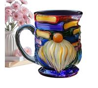 Générique Coffee Cup Mug, Painted Gnome Book Mugs, 3D Gnome Book Hand-Painted Ceramic Mugs, Books Stack Coffees Cup,Novelty 3D Painted Books Coffee Mug's, For Book's Lovers