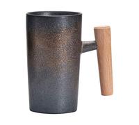 Générique Coffee Cups Ceramic, 220ml Juice Mug, Artistic Ergonomic Cup with Wooden Handle for Daily Tea Ceremony Coffee Brewing Home Diner