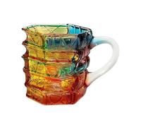 Générique Coffee Mug - 3D Painted Book Stack Jar | Gradient Color Glass Mugs with Handles | Heat-Resistant Book-Themed Mug for Latte Beer Cappuccino Water Cold Brew, Christmas Birthday Travel Home