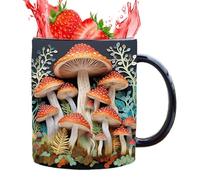 Générique Coffee Mug Ceramic - Mushroom Pattern Design, Large Capacity with Ergonomic Handle, Premium Earthenware Material, Glossy Finish Detail, Household Milk Cup for Coffee, Tea and Hot Cocoa