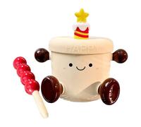 Générique Coffee Mug, Mini Tea Cup Ceramic, Coffee Cups with Lid, Sturdy Heat Holding Build, Elegant Cappuccino Cup, Kitchen Drinkware Accessory for Household, Café, Bistro 400 ML