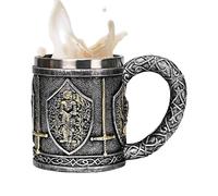 Générique Coffee Mug - Resin Stainless Steel, Engraved Tankard, | Versatile Drinkware, Tea Mug, 450ml Stainless For Beer, Hot Drinks, Father's Day, Birthdays, Medieval Fans