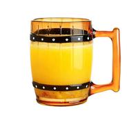Générique Coffee Mug, Retro Barrel-Shaped Glass Drinkware 10.14 fl oz (4.29 Inches), Thick Clear Beer Cup, for Home Café Kitchen Dorm Hotel Camping Outdoor Picnic Travel, Transparent Color