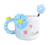 Générique Coffee Mugs, Spring Pink Design, 3D Flower Aesthetic, Includes Spoon, Cute Drinkware for Kitchen, Dining, Collection, Daily Use, and Gifting Ideas, 3.15x3.94x1.97 inches