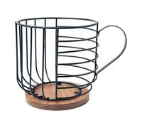 Générique Coffee Pods Holder Modern Hollow Storage Basket With Wooden Base | Coffee Pod Container for Apartment, Kitchen, Coffee Bar, Office Tea Room}