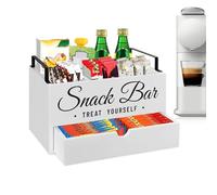 Générique Coffee Set up Station, Counter Coffee and Tea Organizer 12.2x7.87x6.69in, Wooden Holder with Drawer Storage for Kitchen Apartment Pod Sugar Cups Syrup Condiment Daily Beverage Prep