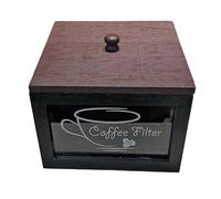 Générique Coffee Station Storage - Coffee Bar Accessories, Rustic Farmhouse Cofee Filter Storage Box Wooden With Lid, Square Coffe Filter Container For Counter, Coffe Bar Accessories, Home Decor