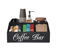 Générique Coffee Tea Holder Basket | Convenient Counterrtop Wooden Basket Holder,Abundant Functions Long Serving Life Rustic Coffeee Bar Decor Coffeee Accessories Organizer For Home, Coffee Bar