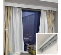 Générique Coffre à Rideaux Quatre en Un avec Double Rail de Montage Mural/Plafond - Séparateur d'intimité de 5,5 m (18 pi) pour Chambre et Salle de Bain - Housse de Panneau de Rideau élégante