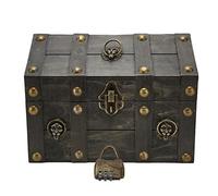 Générique Coffre Au Trésor en Bois, Boîte De Rangement Décorative Vintage, Serrure à Combinaison en Alliage, Orisateur De Bijoux Et De Lettres, Fonction De Réinitialisation du Mot De Passe