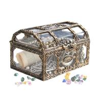 Générique Coffre Au Trésor Pirate Transparent | Coffre À Jouets Pirate,Coffret Vintage Portable Accessoires Halloween Carnaval Bonbonnière Souvenirs Maison Garçon Fille