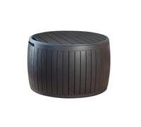 Générique Coffre de Rangement d'environ 37 gallons pour terrasse, pouvant Servir de Pouf ou de Table d'appoint, Marron - Grand Coffre de Rangement et siège Rond d'extérieur en résine pour Jardin,