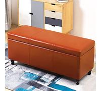 Générique Coffre de Rangement en Bois Massif, Pouf Multifonction, Banc à Chaussures, Banc de Rangement rectangulaire relevable au Pied du lit, Pouf de Rangement Moderne en Cuir pour Salon -