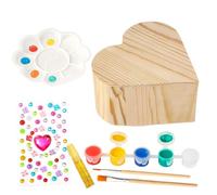 Générique Coffret À Bijoux pour - Boîte Au Trésor Forme De Cœur 3D - Ensemble De Bricolage Créatif pour - Boîtes Bois Personnalisées - Ensemble De Peinture Et De Décoration | Artisanat De
