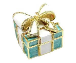 Générique Coffret Cadeau avec Ruban, Organiseur de Bijoux pour Bagues et Boucles D'oreilles, Boîte Décorative En émail pour Noël.