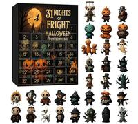 Générique Coffret cadeau générique Calendrier de l'Avent Halloween 2025, 31 nuits d'horreur, compte à rebours Halloween avec figurines, poupées effrayantes, figurines d'horreur (C-Beige)