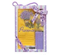 Générique Coffret Cadeau Provence, Torchon Jaune Brodé 50x70 cm avec Savon et Sachet de Lavande